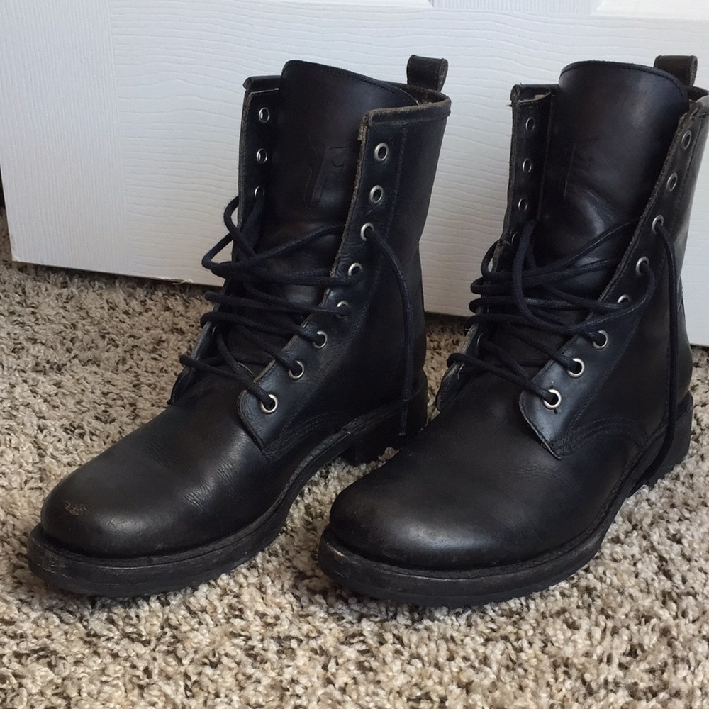 Frye black combat boots